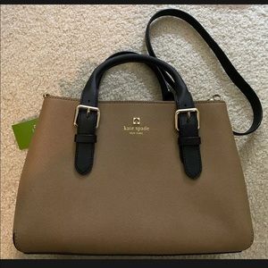 NEW! KATE SPADE COVE STREET PROVENCE Colorbock LEATHER BAG-Dune/black Color NWT